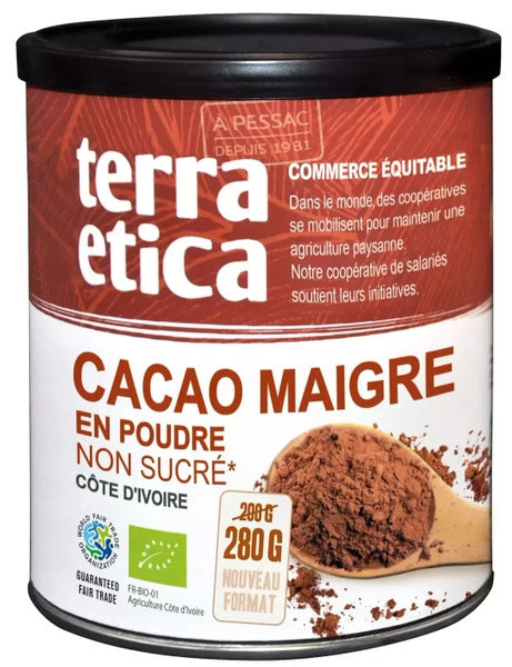 Kakao niskotłuszczowe w proszku 280 g - Terra Etica (EKO)