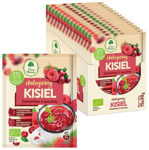 Kisiel żurawina z maliną bezglutenowy 30 g - Dary Natury (EKO)