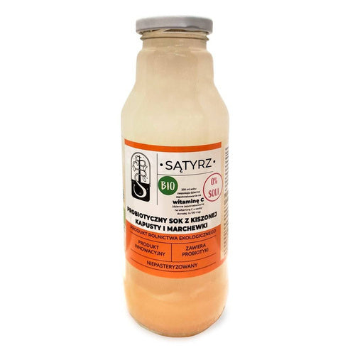 Probiotyczny sok z kiszonej kapusty i marchewki bez soli 300 ml - Sątyrz (EKO)